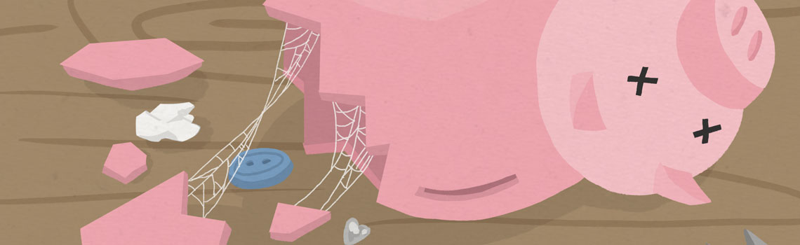 A broken and empty piggy bank. Is poverty the individuals fault?