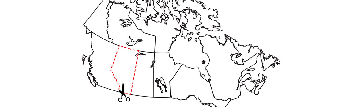 A map of Canada with Alberta about to be cut out
