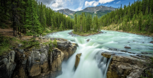 Sunwapta Falls, near Jasper, are at their most spectacular when spring melt is at its peak