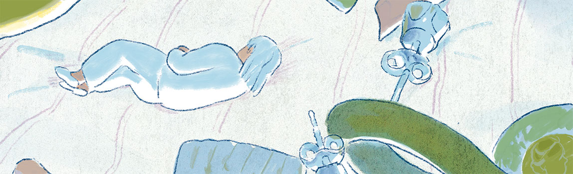 A woman lying is an abstract representation of her mind